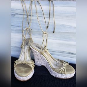 Carlos Santana leather Lace Up Wedges Size 6